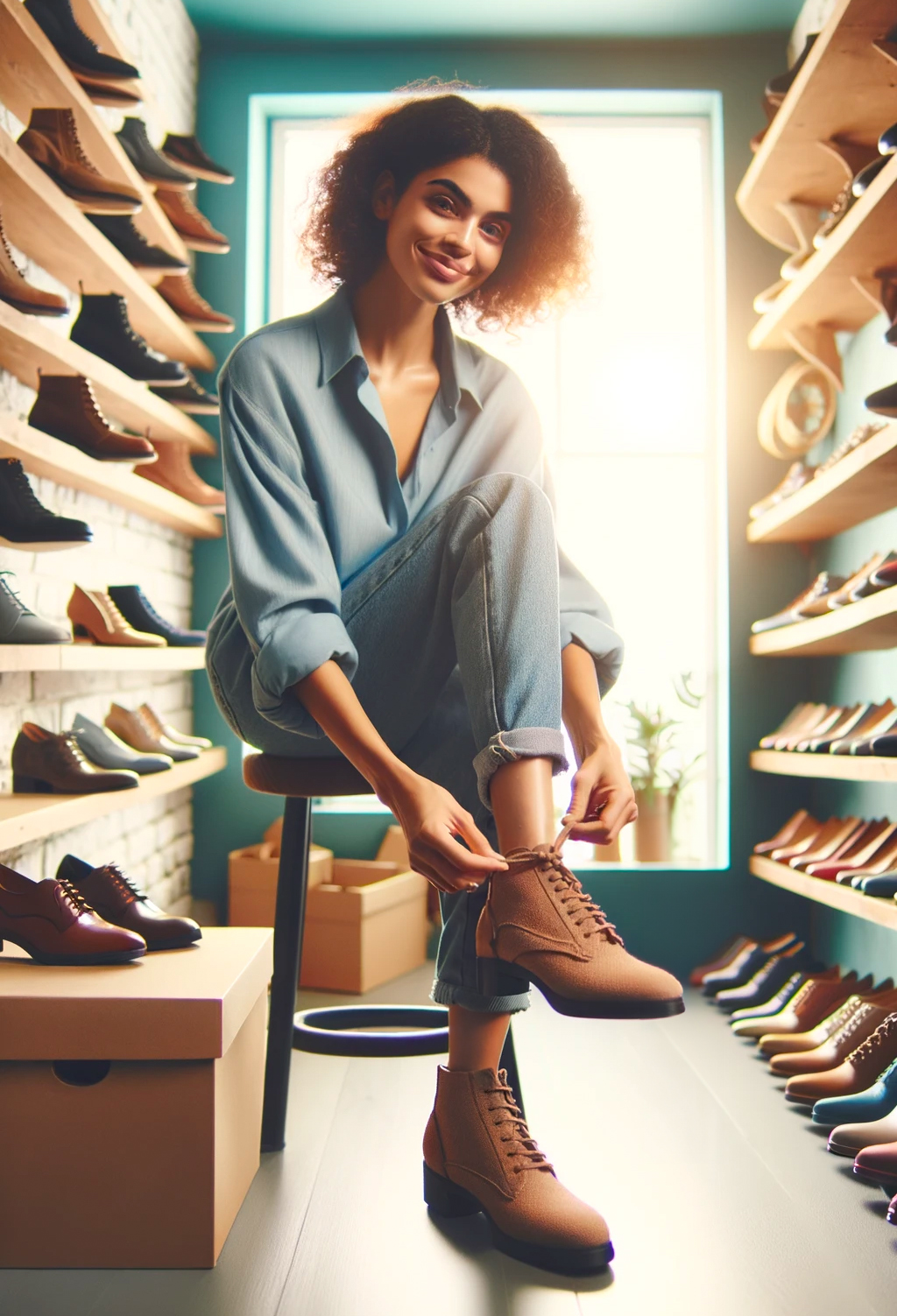 Woman selling shoes with Alline